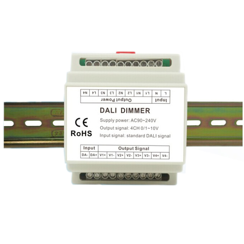 DL109 4 Channel Guide Rail DALI/0-10V Dimmer, LED/DALI Low Voltage Controller DL109 4 Channel Guide Rail DALI/0-10V Dimmer, LED/DALI Low Voltage Controller